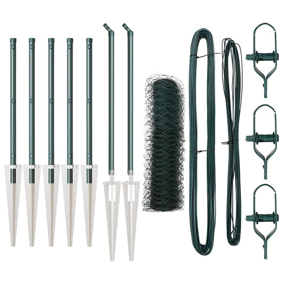 Clôture avec poteaux vert 0.8 x 10 m acier recouvert de pvc