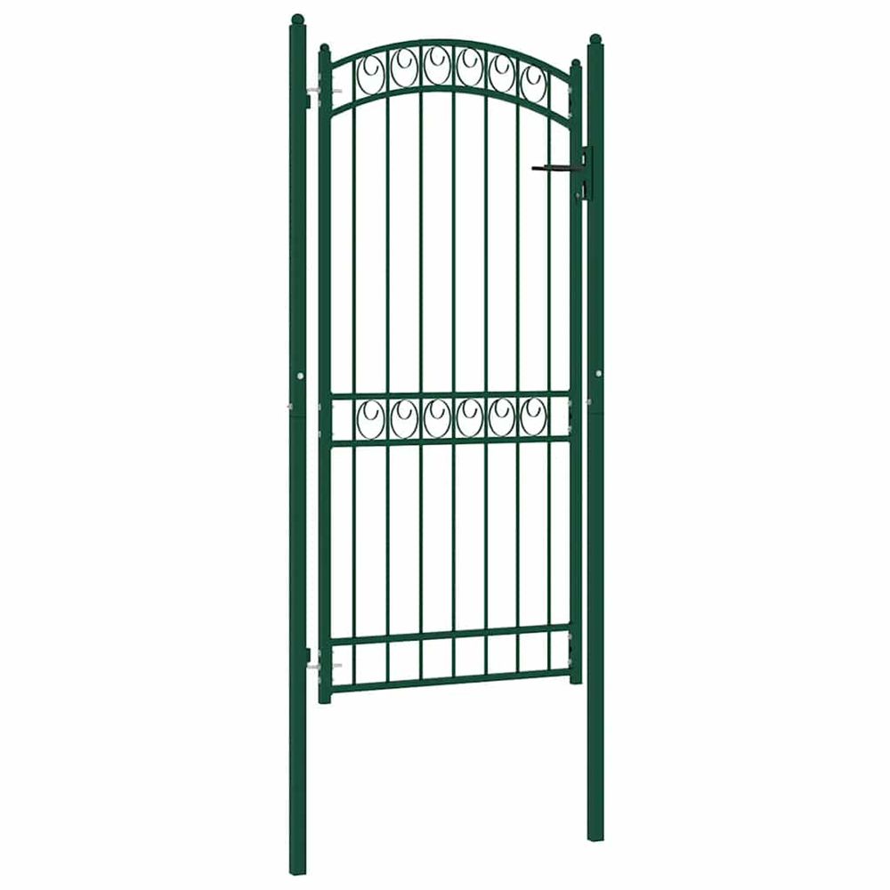 Portail de clôture emmen avec arc en haut, acier, 100 x 136 cm, vert
