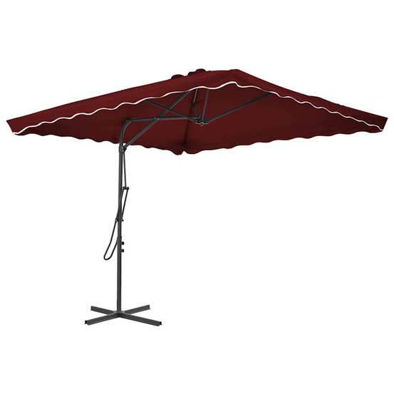 Parasol de jardin et mât en acier rouge bordeaux 250x250x230 cm