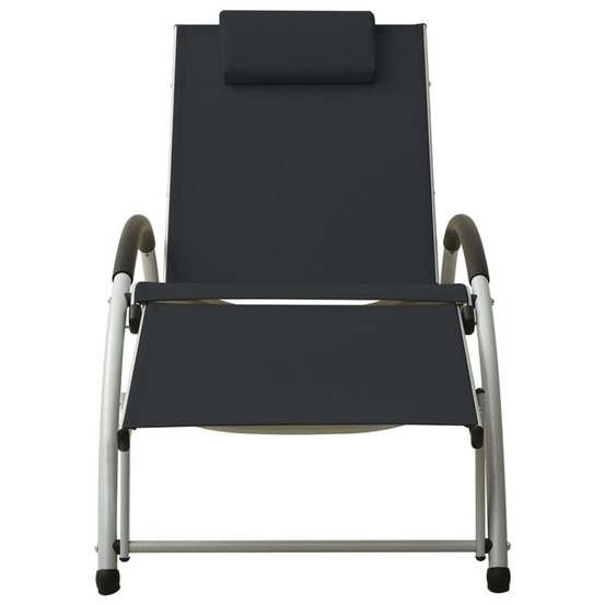 Chaise longue avec oreiller textilène noir
