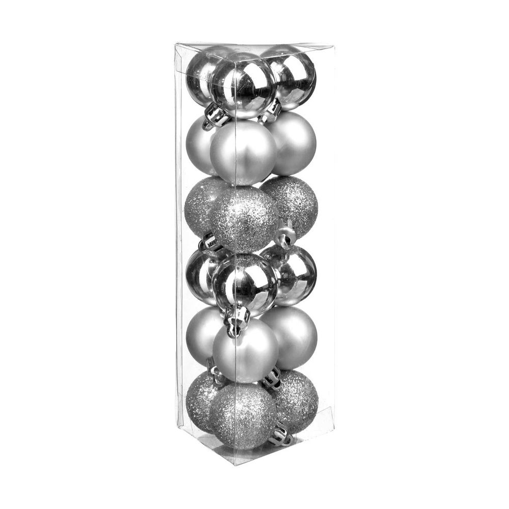 Décoration de sapin lot de 18 boules de noël d 3 cm - argent et argenté