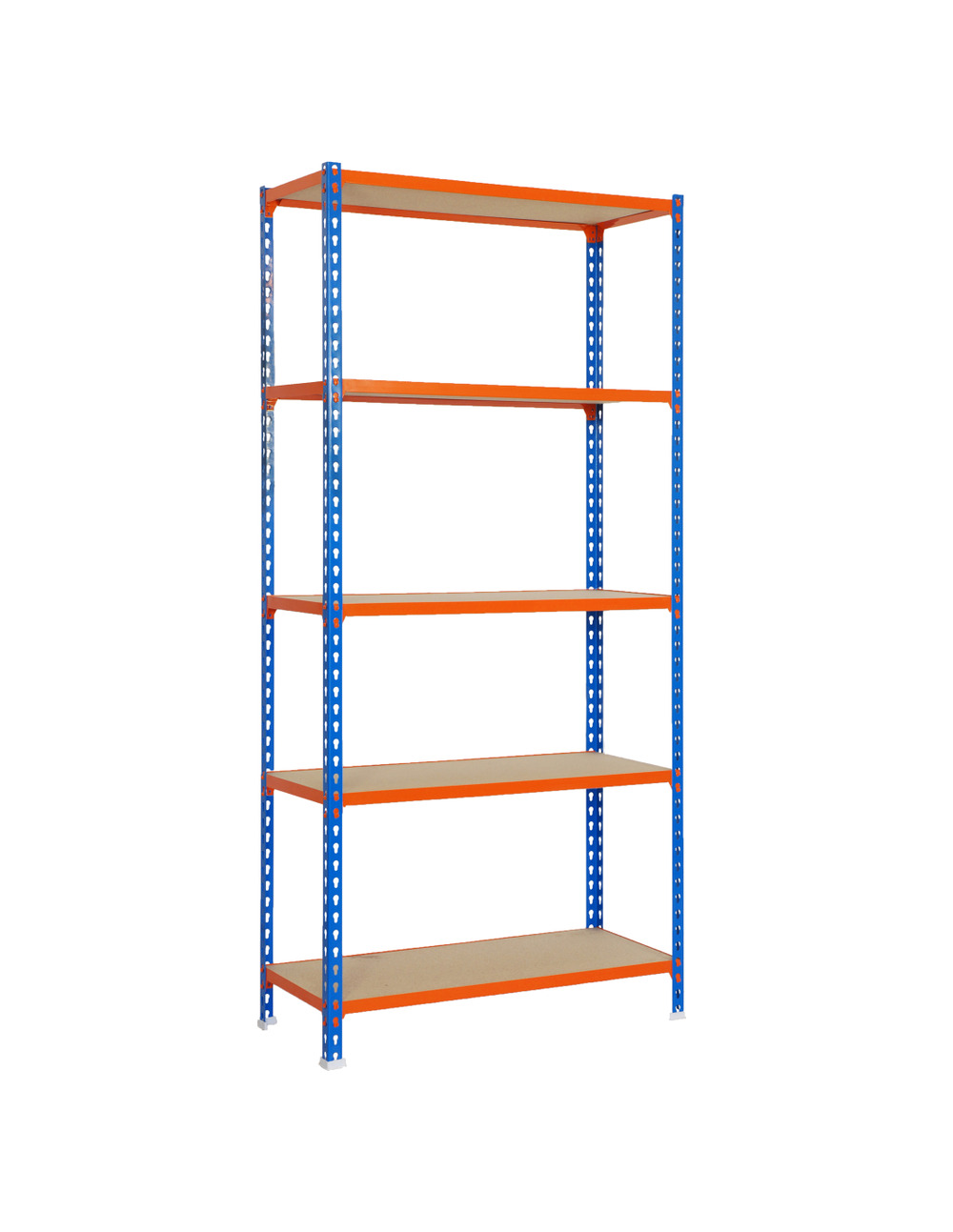Etagère légère sans vis maderclick superplus 5/300 bleu/orang/bois bleu/orange/bois 2000x1100x300 - simonrack