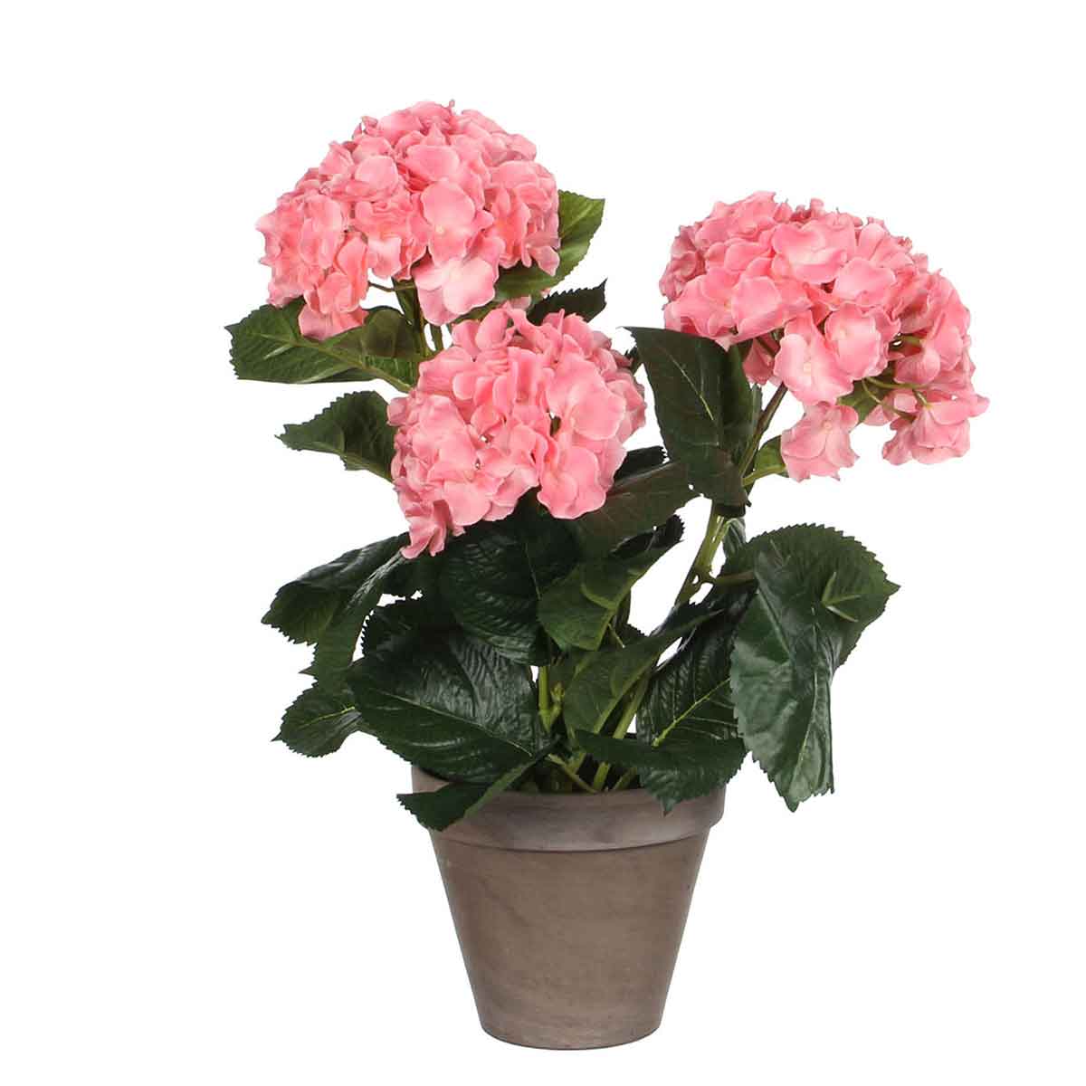 Mica decorations - hortensia artificielle rose en pot h40
