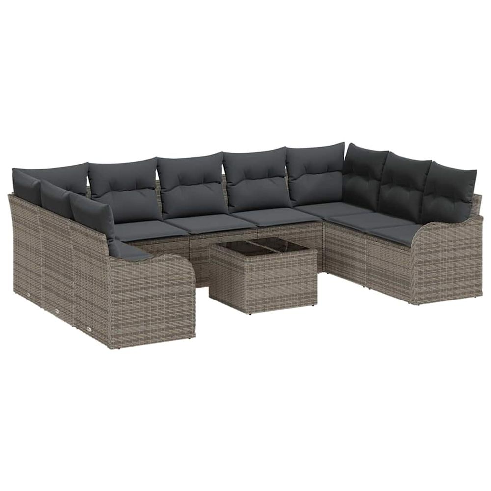Ensemble de canapé de jardin 10 pc gris polyrotin
