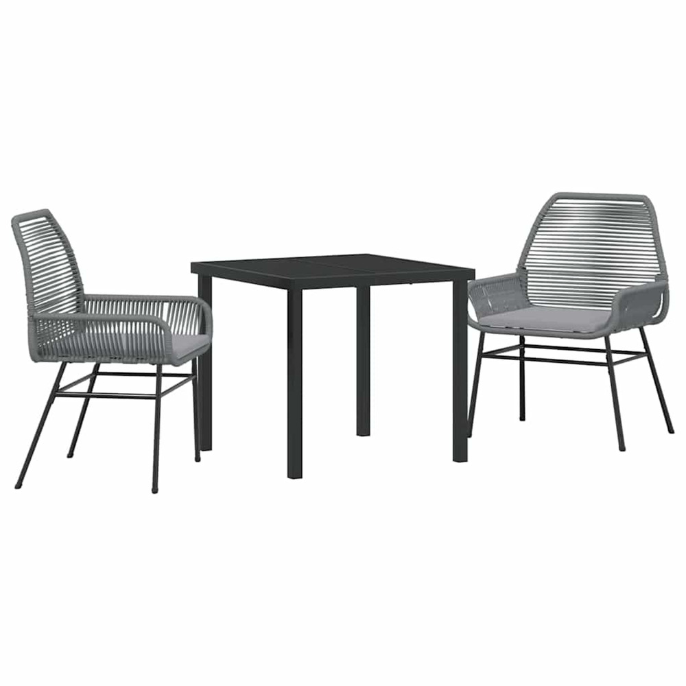 Ensemble de salle à manger pour jardin 3 pcs gris polyrotin