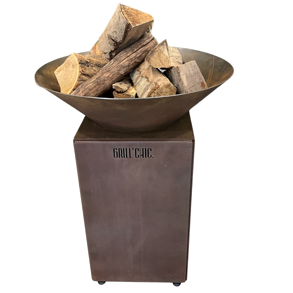 Auvergnat simple cuve corten - brasero rond sans rangement bois - parfait pour une atmosphère chaleureuse et minimaliste