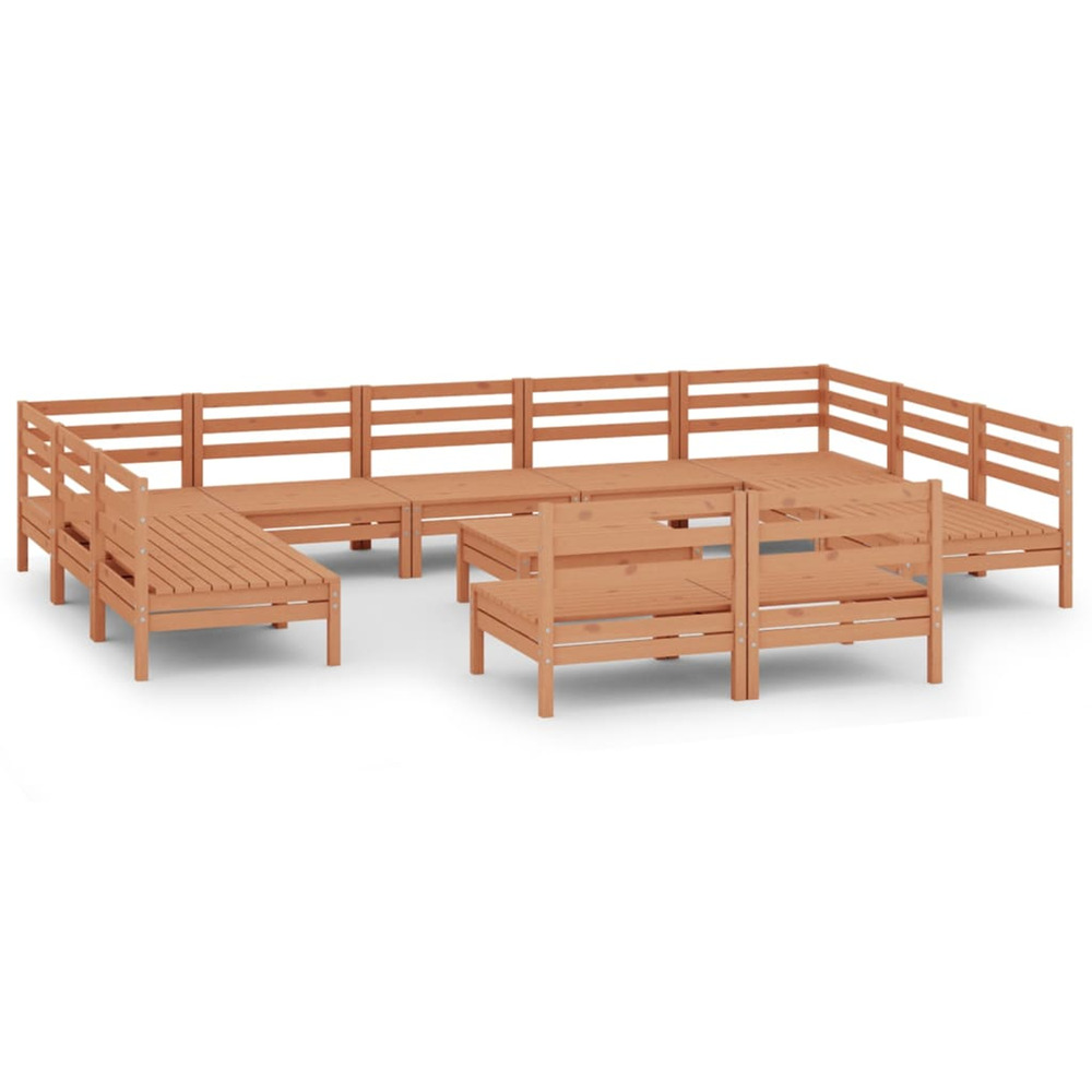 Salon de jardin 12 pcs marron miel bois de pin massif