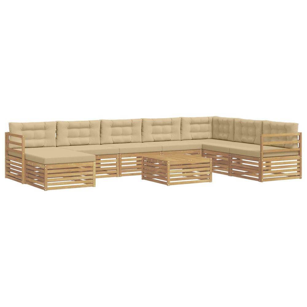 Ensemble de canapés d'extérieur 9 pc blanc et beige polyester