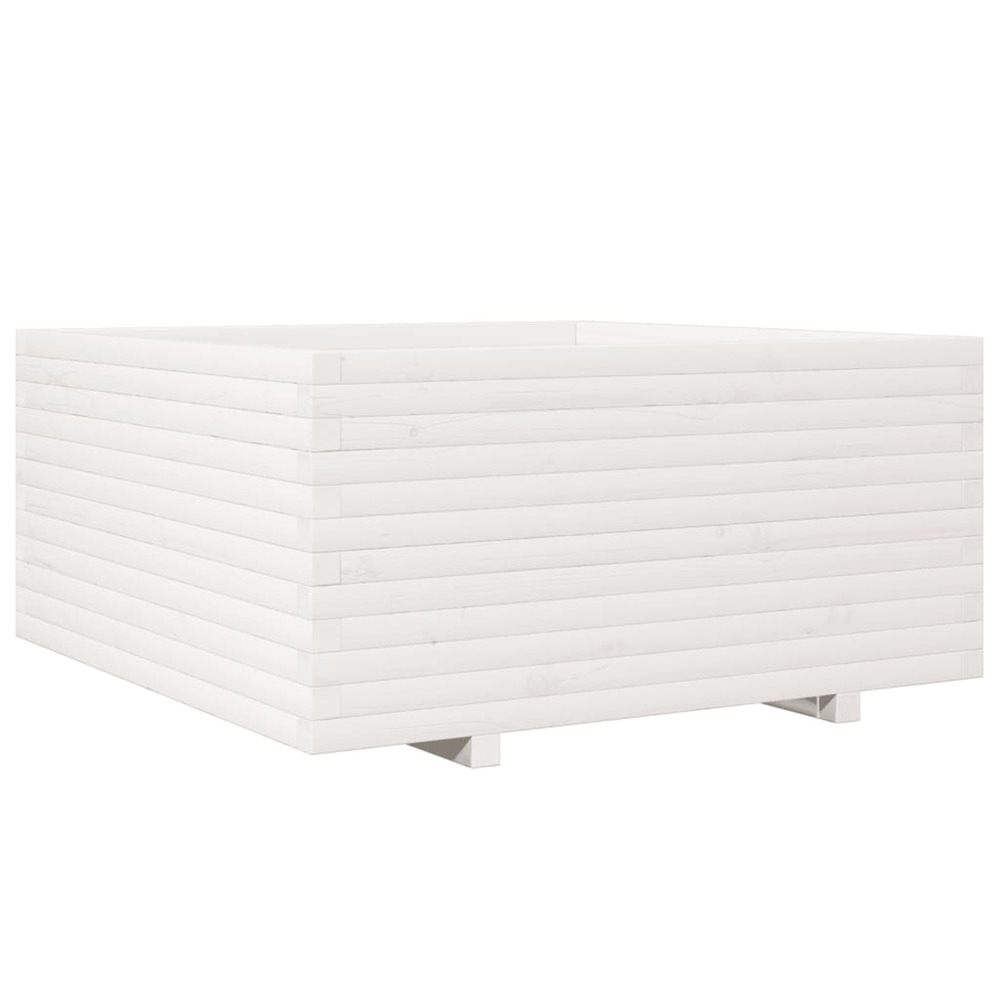 Jardinière d'extérieur blanc 100x100x49,5 cm bois de pin massif