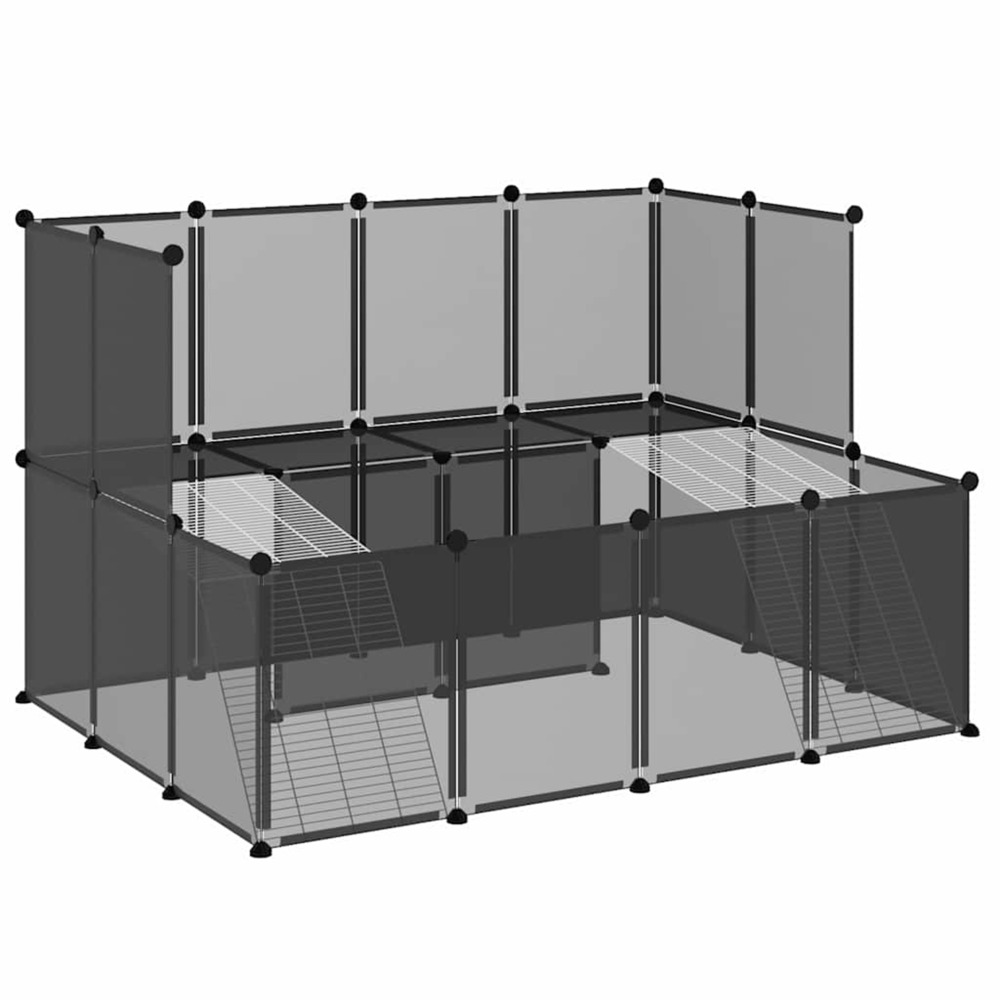 Cage pour petits animaux noir 143x107x93 cm pp et acier