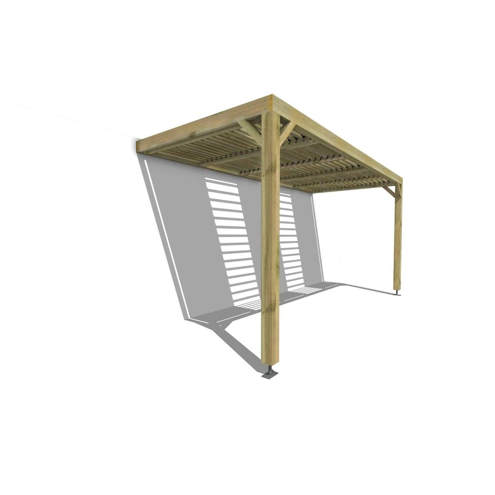 Pergola bois • 5m x 2m • adossée • sens profondeur • lames orientables bioclimatiques incluses • livraison comprise