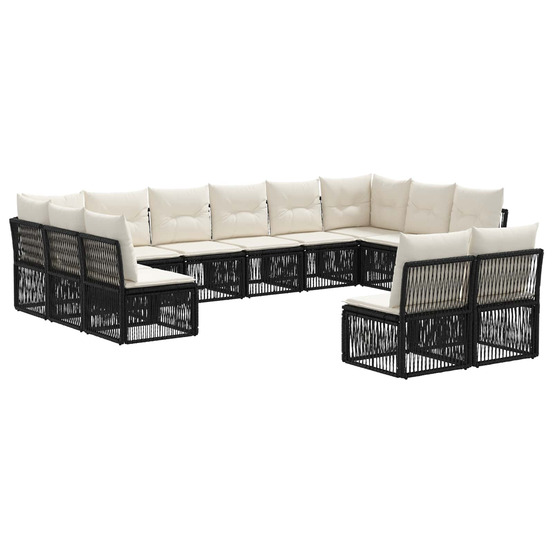Ensemble de canapé de jardin 12 pcs noir polyrotin