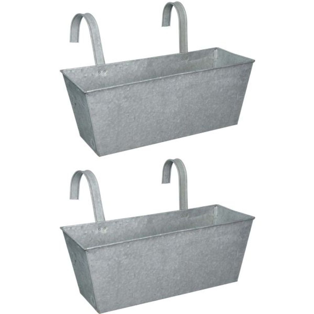 Jardinière balcon en zinc à suspendre (lot de 2)