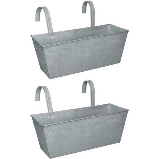 Jardinière balcon en zinc à suspendre (lot de 2)
