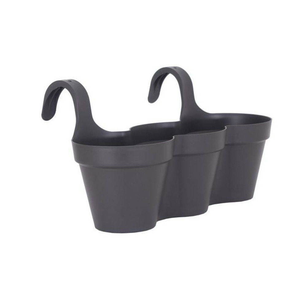 Pot de fleurs gris anthracite pour balcon 30,5 x 54 x hauteur 28 cm - 11 l