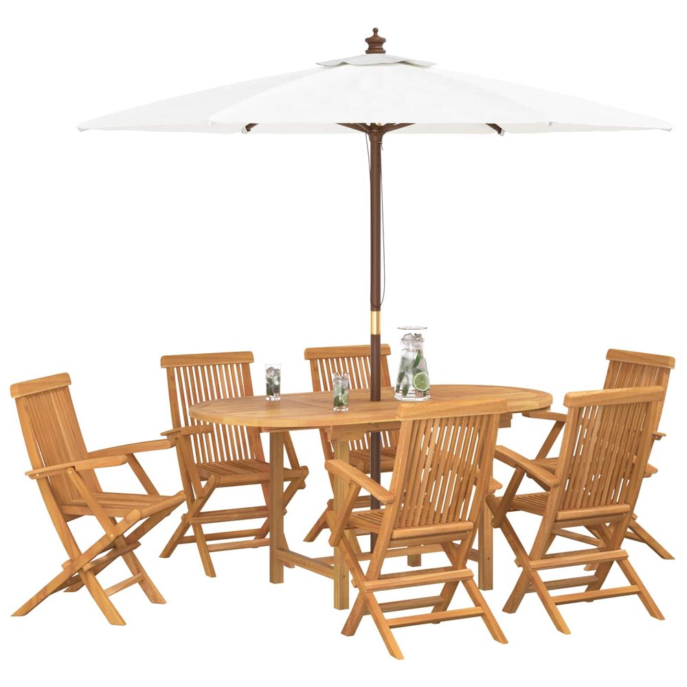 Ensemble de salle à manger pour jardin 7 pc marron