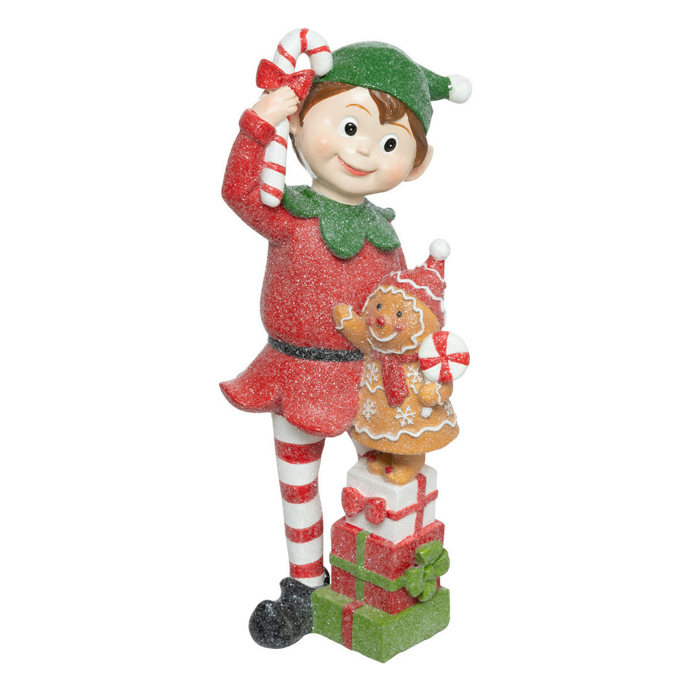 Déco de noël lutin et bonhomme pain d'épice en résine h 24 cm