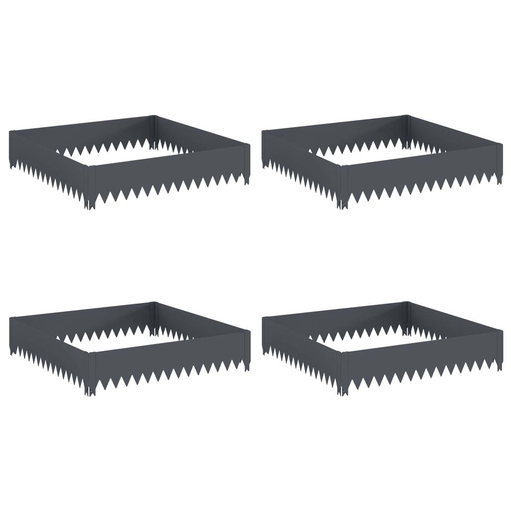 Bordure de pelouse 4 pc 100 x 100 x 20 cm acier anthracite