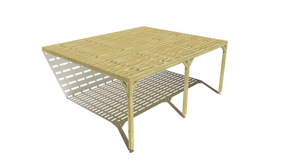 Pergola bois • 6m x 5m • adossée • sens profondeur • platelage bois • livraison comprise