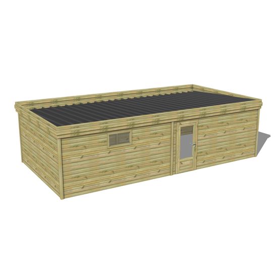 Abri de jardin bois pin traité autoclave 27mm - 8,595x4,34m / 37m2 - bac acier - abri français