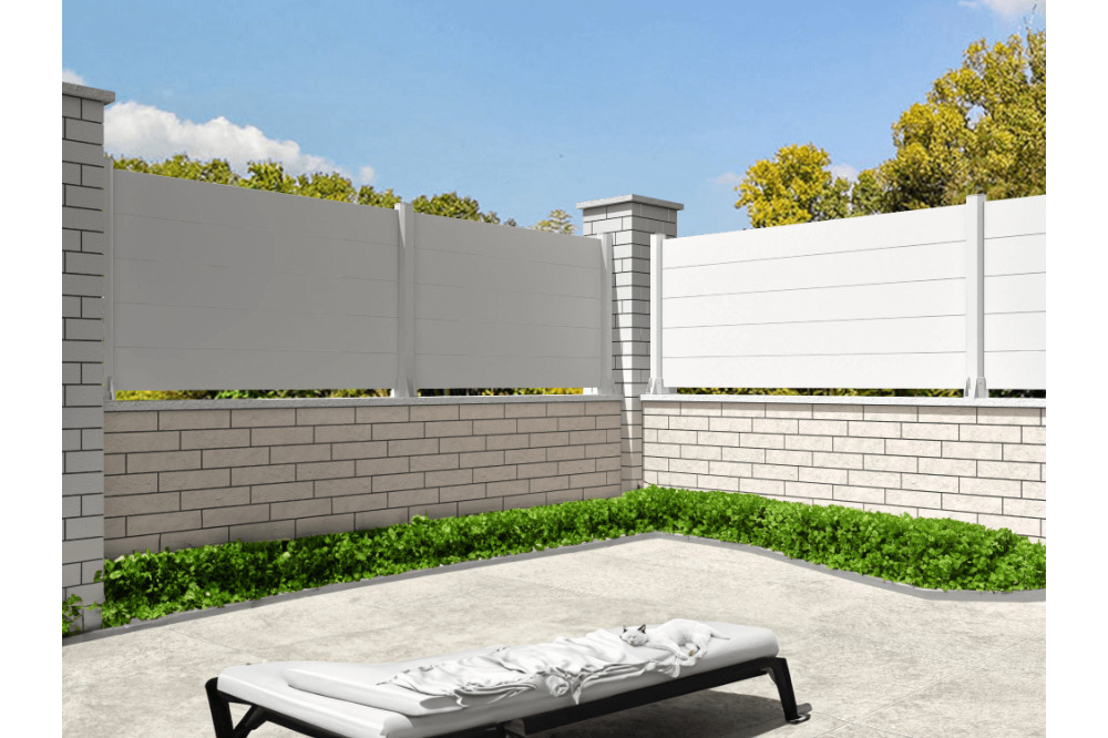 Clôture panneau plein blanc l 1911 x h 965 mm 6 lames