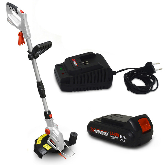 Coupe bordures à batterie 20v - x-performer xpcb20li-t - tête de coupe 5 positions + batterie 2 ah et chargeur