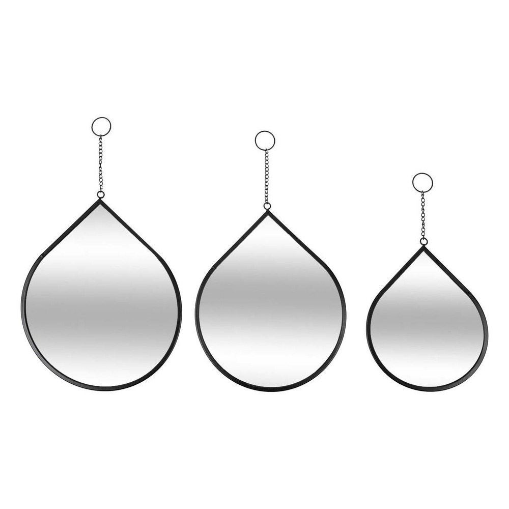 Lot de 3 miroirs goutte leny métal noir