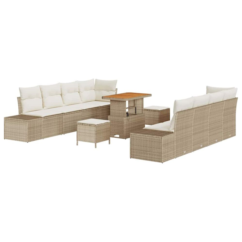 Ensemble de canapé de jardin beige poly rotin