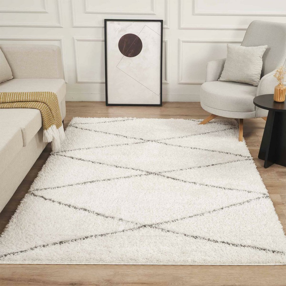 Tapis berbère 80x150 tissé motifs ethno-chic lyn4 benyle 3 crème