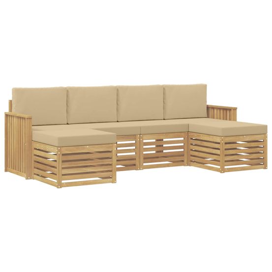 Ensemble de canapés d'extérieur 6 pc blanc et beige polyester