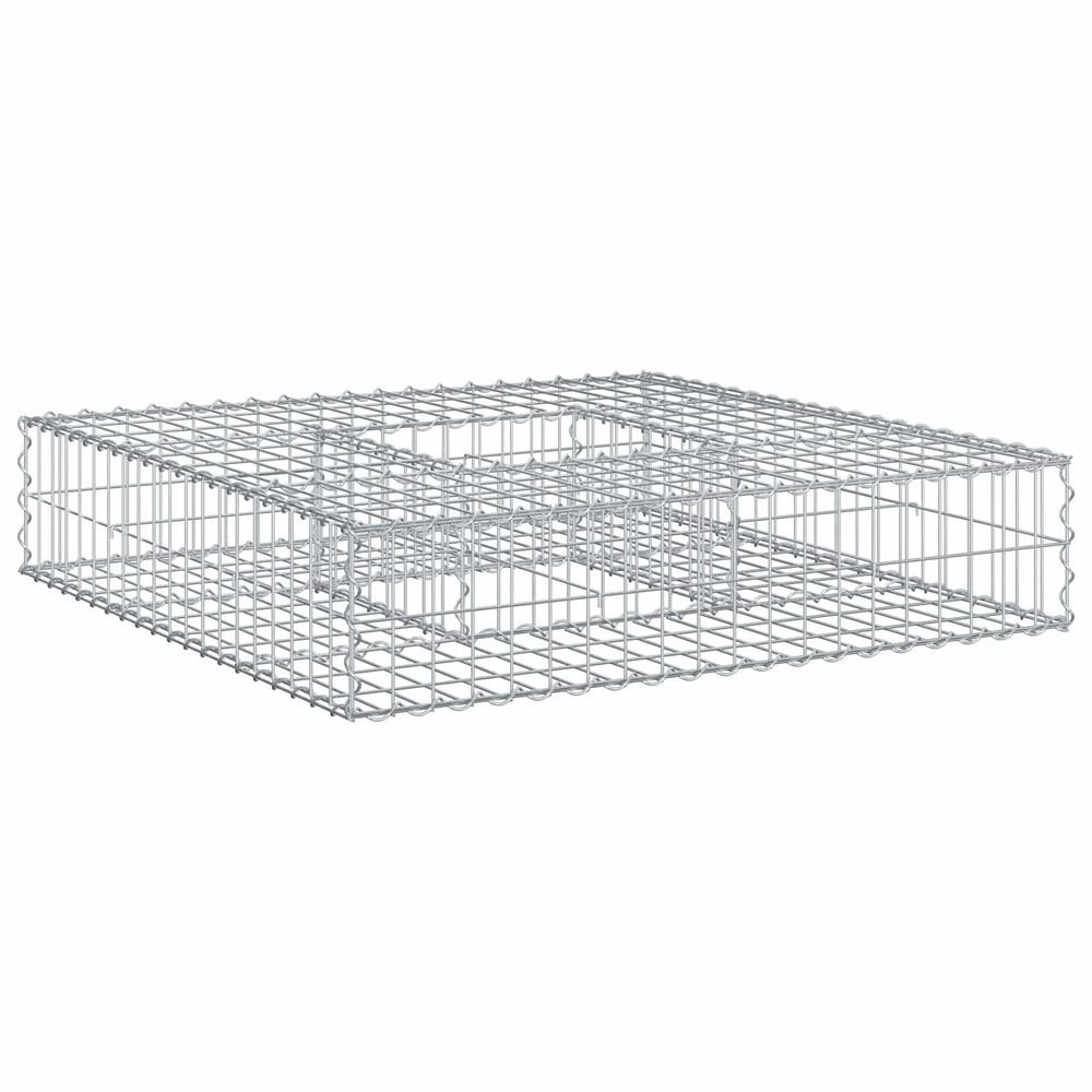 Lit surélevé gabion argenté 100 x 100 x 20 cm acier galvanisé