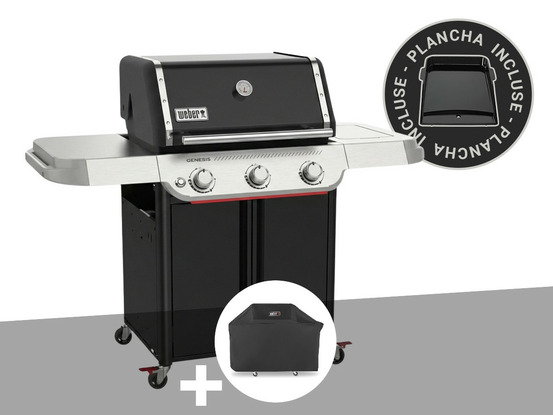 Barbecue à gaz genesis e-315w plancha + housse