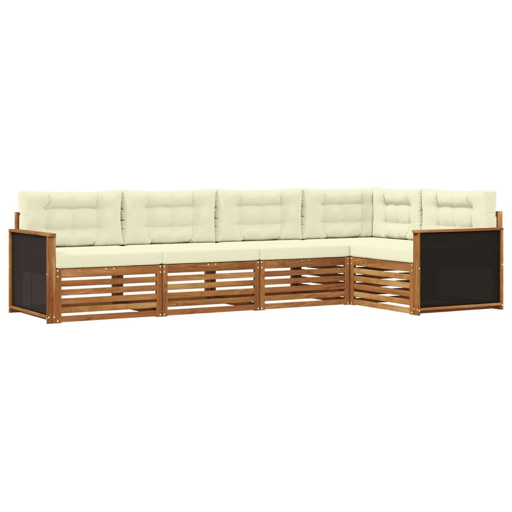 Ensemble de canapés d'extérieur 5 pc naturel et crème polyester
