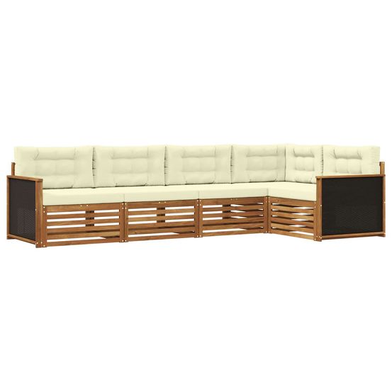 Ensemble de canapés d'extérieur 5 pc naturel et crème polyester