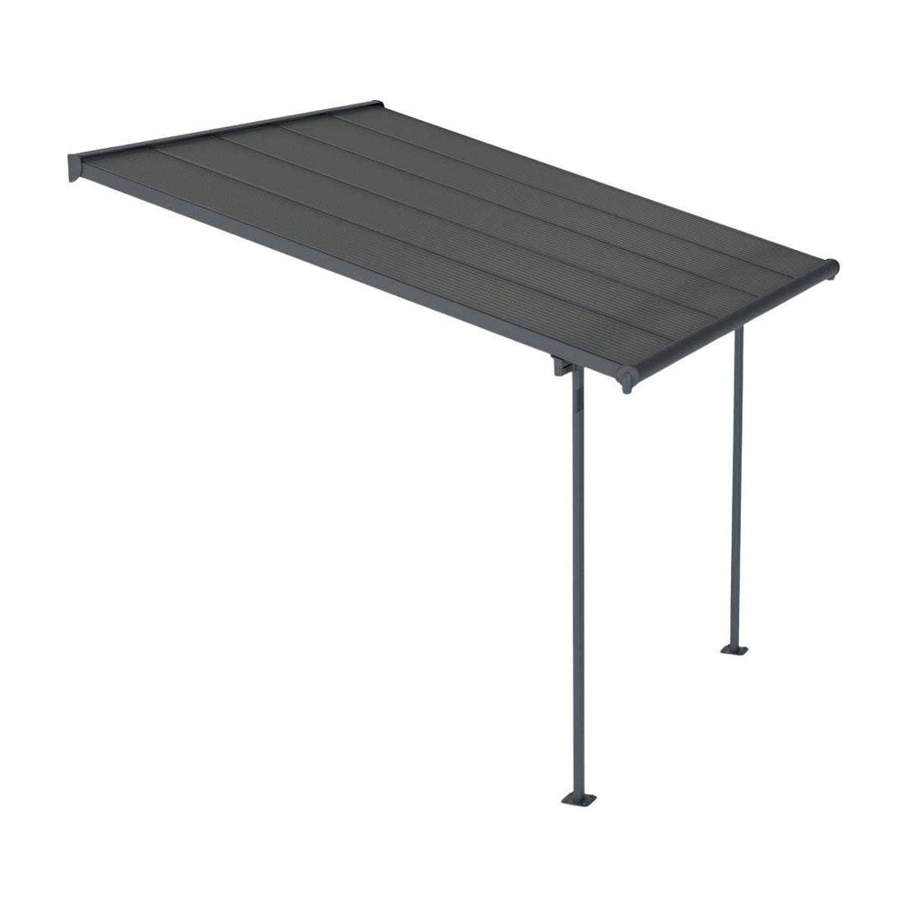 Pergola à adosser en aluminium et polycarbonate gris capri 3 x 3 m