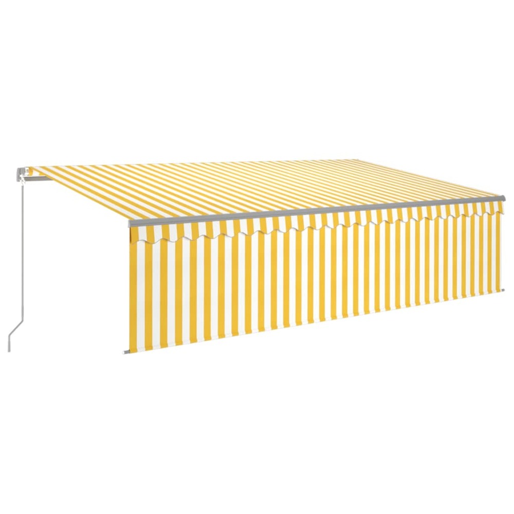 Auvent rétractable manuel avec store led 5x3 m jaune et blanc
