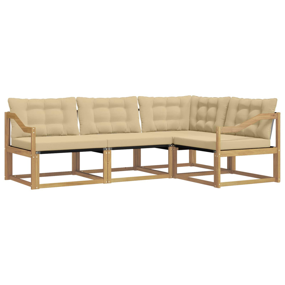 Ensemble de canapés d'extérieur 4 pcs blanc et beige