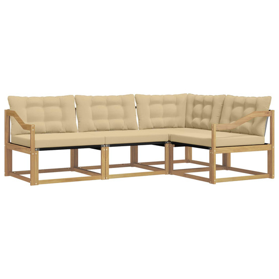 Ensemble de canapés d'extérieur 4 pcs blanc et beige