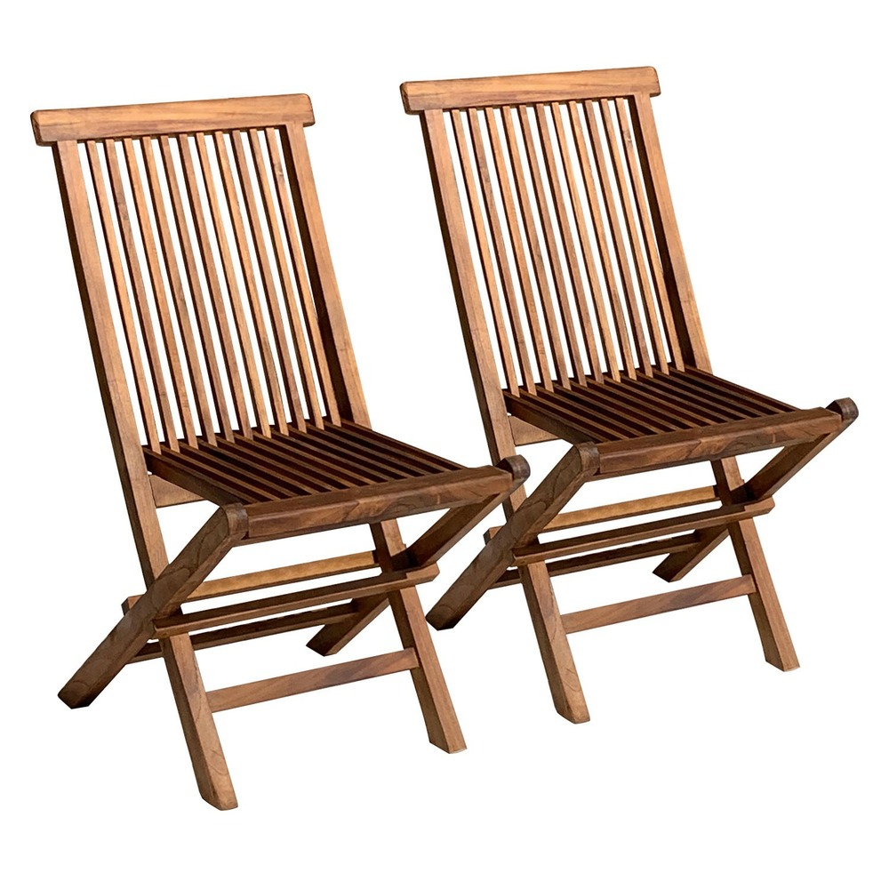 Salento - lot de chaises en teck huilées - chaises pliantes et confortables - lot de chaises de jardin