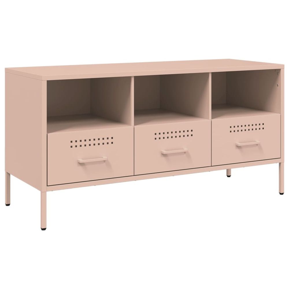 Meuble tv rose 100,5x39x50,5 cm acier