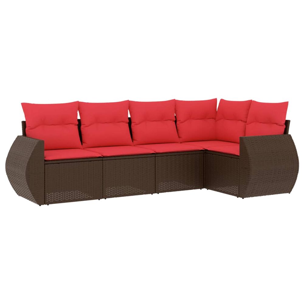 Ensemble de canapé de jardin 5 pcs avec coussins marron