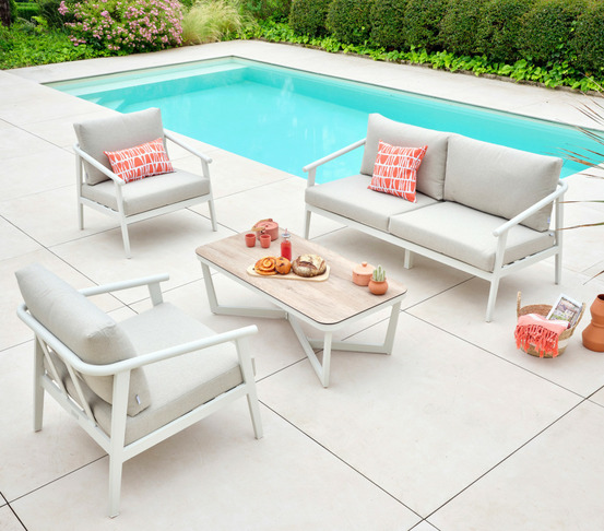 Salon de jardin en aluminium - 5 places - fontana blanc