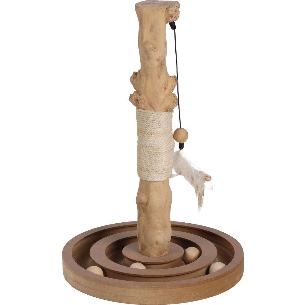 Griffoir jouet pour chat en bois de caféier et corde de jute kofti flamingo