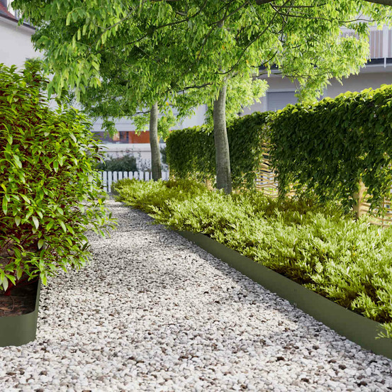 Bordures pelouse 10pcs vert olive 15x103cm acier laminé à froid