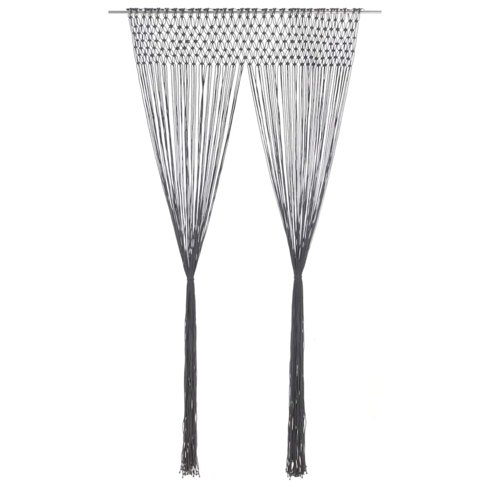 Rideau en macramé anthracite 140x240 cm coton