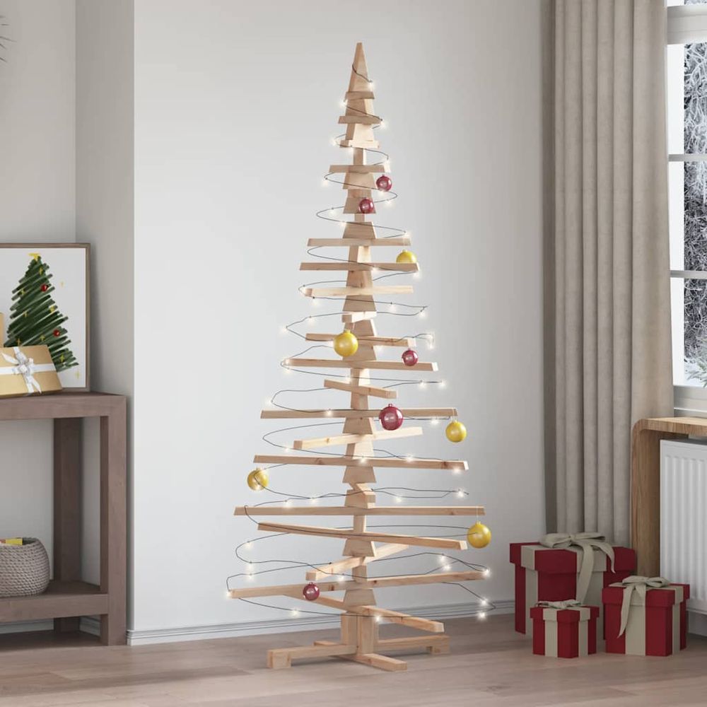 Sapin de noël en bois de pin massif à décorer pour intérieur extérieur 180 cm