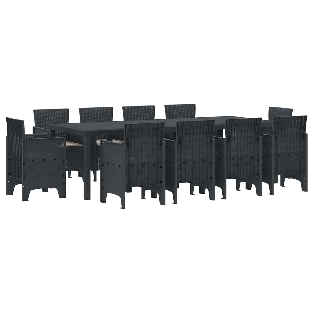 Ensemble de salle à manger pour jardin 11 pcs anthracite