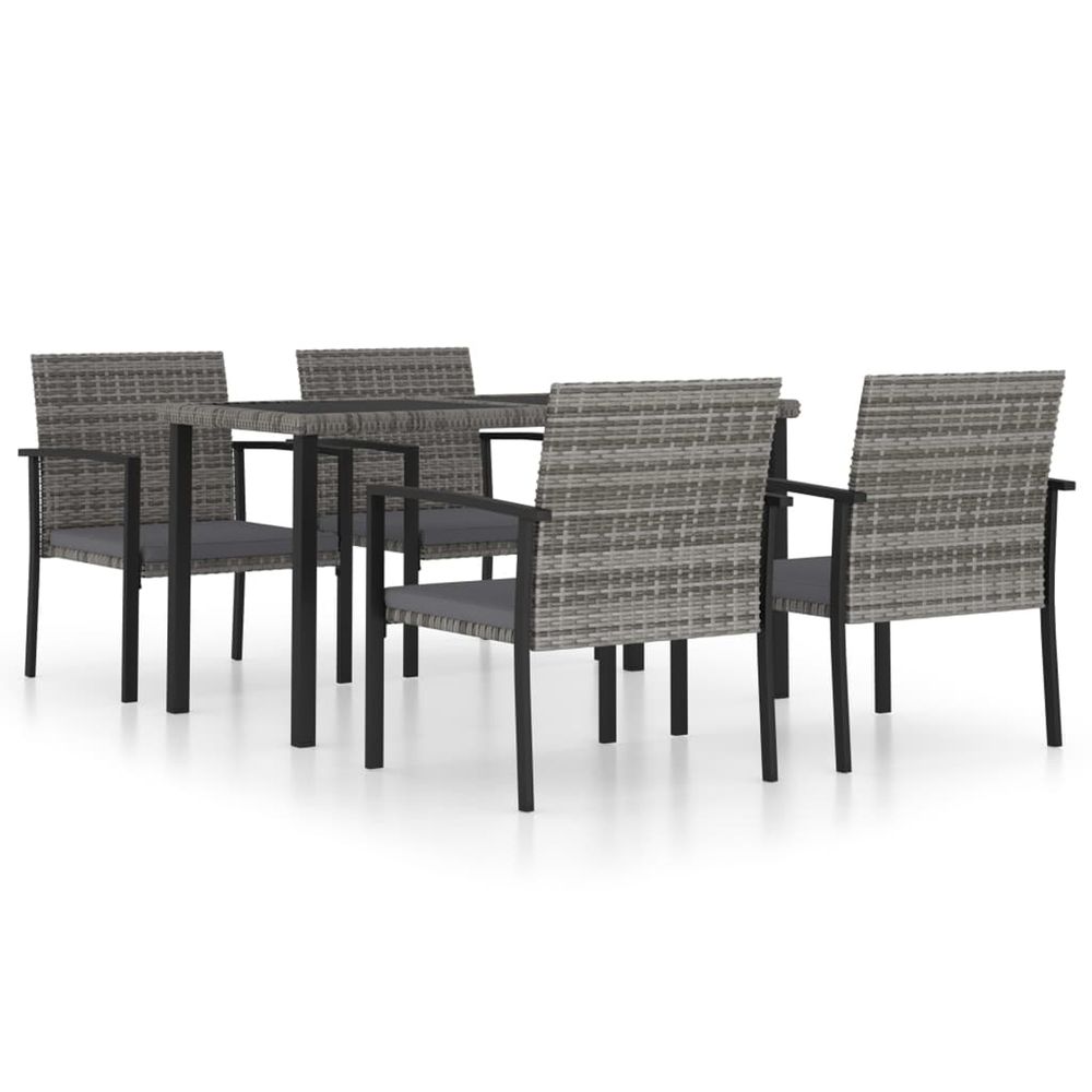 Ensemble à manger de jardin 5 pcs résine tressée gris