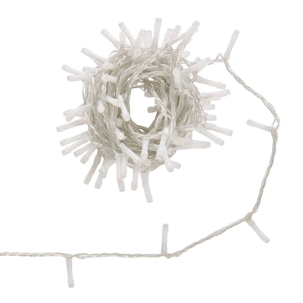 Guirlande lumineuse d'extérieur 7,5 m 100 led blanc chaud fil transparent 13 fonctions avec minuteur sur secteur