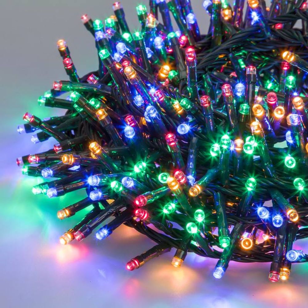 Guirlande multicolore 40,5m boa 6cm 2000 led 8 modes câble vert lotti